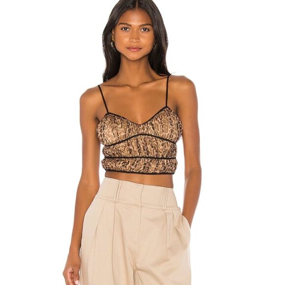 REVOLVE SUPERDOWN Alexa Ruched Cami Top Leopard Size Small - Picture 1 of 9